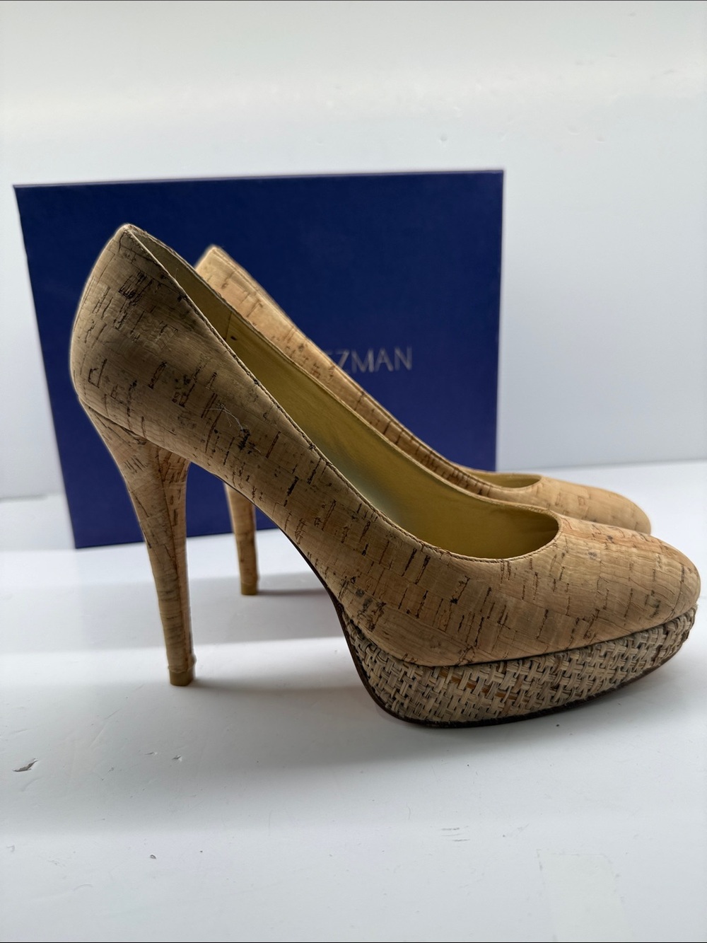 Stuart Weitzman Natural Cork Platform Pumps